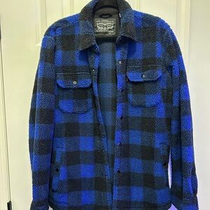 Levi's Black and Blue Checkered Sherpa Jacket